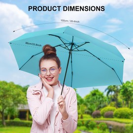 LEAGERA Compact Travel Umbrella with Case - Mini Umbrella for Purse, Small Lightweight &Tiny Design Perfect for Parasol Outdoor Sun&Rain Umbrellas,Lake Green color3