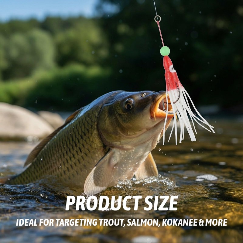 LaRandom 4 Flashers 8 Hoochies Kokanee Salmon Trolling Lures Pre-rigged