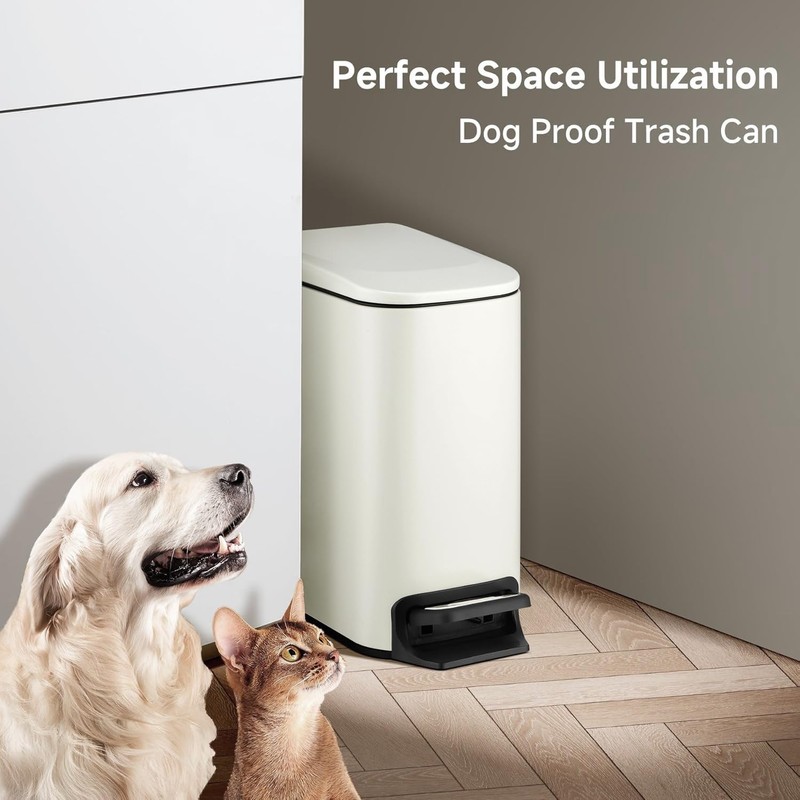 TIPGO Slim Bathroom Trash Can with Lid Soft Close, 6
