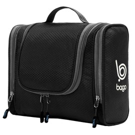 Bago Travel Hanging Toiletry Wash Bag Makeup Cosmetic Organizer - Large Waterproof Hanging Toiletry Bags for Women and Men - Travel Essentials Accessories Hanging Travel Wash Bag (Black)