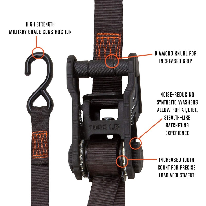 SmartStraps 10’ Tactical Ratchet Straps, 2 Pack — Heavy Duty