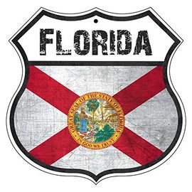 FLORIDA State Province Flag Novelty Highway Vintage Retro Wall Décor Shield Metal Aluminum Sign