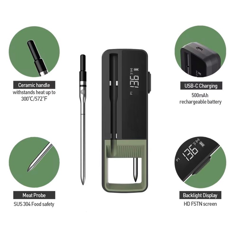 Smart Wireless Long Range Dual Probe Meat/BBQ/Kitchen Thermometer
