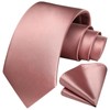 HISDERN Mens Blush Pink Tie Classic Wedding Rose Gold Woven