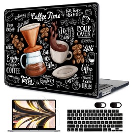 MEEgoodo Case M3 for MacBook Air 13.6 inch Case 2024 2022, Fit Model A3113 A2681 with M3 M2, Clear Laptop Hard Shell Cases with Keyboard Cover & Screen Protector for MacBook Air M2, Coffee