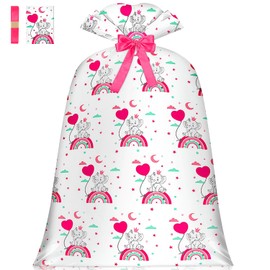 Jumbo Extra Large Pink Elephant Rainbow Big Gift Bag for Baby Girl, Oversized Present Bag, Plastic Bike Gift Bag (48in, 1Pack)