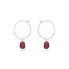 Ruby Raw Nugget Hoop Earrings in 14k Rose Gold Fill