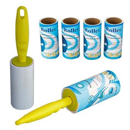 2 UR DOOR Disposable Sticky Lint Roller with 5 Replacement Heads And 1 Assorted Colour Handle - 300 Sticky Sheets – Pet Hair, Fluff & Dust Remover for Clothes, Furniture & Bedding