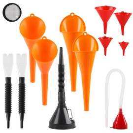 12 Piece Filling Funnel Set, Car Petrol Funnel, Oil Funnel, Oil Filling Funnel, Flexible Plastic Funnel Set, Fuel Funnel with Hose with Spout and Long Car Oil Motorcycle Funnels