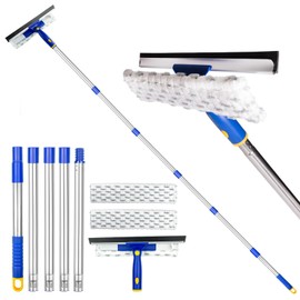 ITTAHO 81" Window Squeegee Cleaner,2 in 1 Window Cleaning Tool Kit,Shower Squeegee with Extension Pole，Glass Cleaning Tools for Shower Glass,Indoor/Outdoor High Window Cleaning-Two Pads