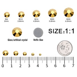 SS16 Gold Hotfix Rhinestones Crystal Glass Bulk for Fabric Clothes Shirts Shoes Decoration Flat Back Round(4MM 2880Pcs)