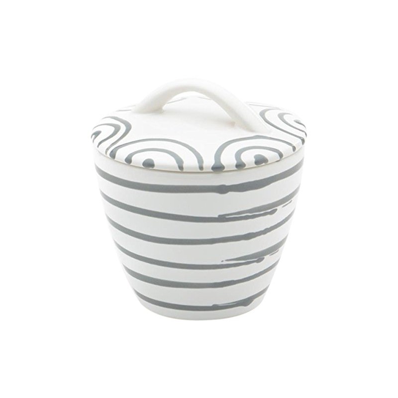 Gmundner Keramik Manufaktur 0106DZGO09 Graugeflammt Gourmet Sugar Bowl Diameter 9