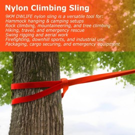 9KM Climbing Sling - 16mm Nylon Webbing (12"/24"/48") UIAA Certified, 22kN Strength for Rock Climbing, Mountaineering & Anchoring