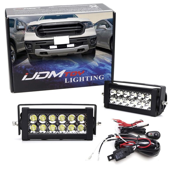 iJDMTOY Lower Bumper Dual 7.5-Inch Double-Row LED Light Bar Kit