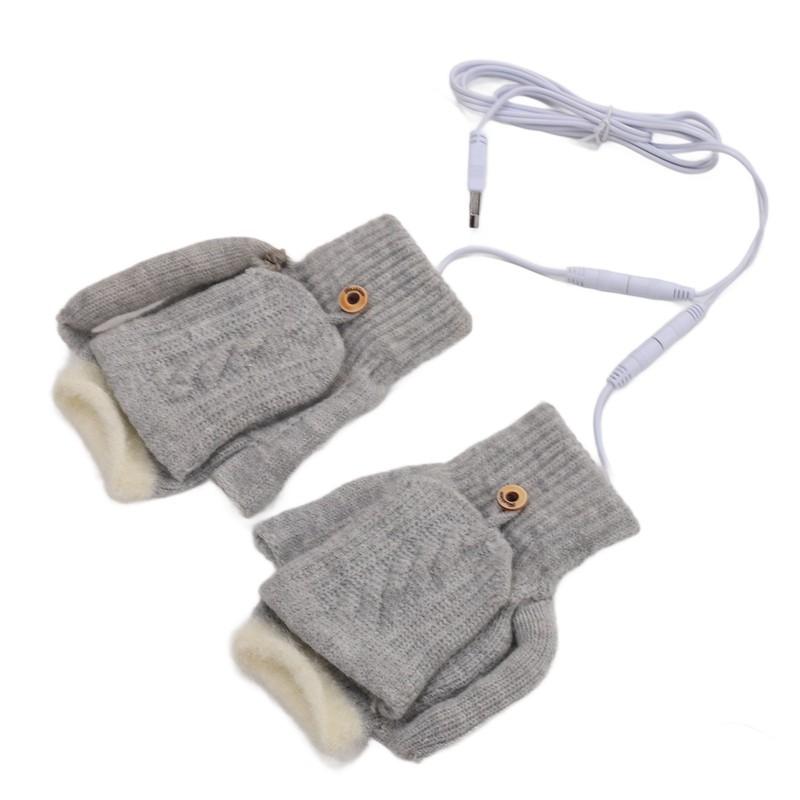 USB Heating Gloves Warm Cotton Full Finger and Half Fingerless