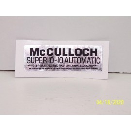 McCulloch Super 10-10 Automatic Chainsaw Breather Cap Decal!