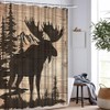Artmyharbor Moose in Forest Silhouette Cabin Shower Curtain Woodland Print
