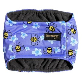 Glenndarcy Male Dog Belly Band - Urine Incontinence (Large Band & 2 Washable Pads, Buzzy Bee)