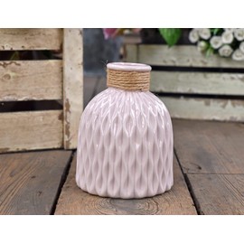 Bottle Shaped Vase Ceramic Decorative Vases Embossed Flower Arrange Display GIFT (Dusky Pink)