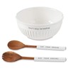 Mud Pie FLUTED LARGE SALAD BOWL SET, 5" Height x