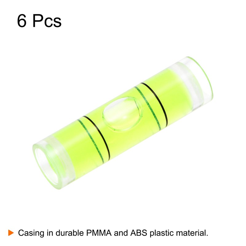sourcing map 6pcs Cylindrical Bubble Level 9.5x34mm Mini Bullseye Spirit