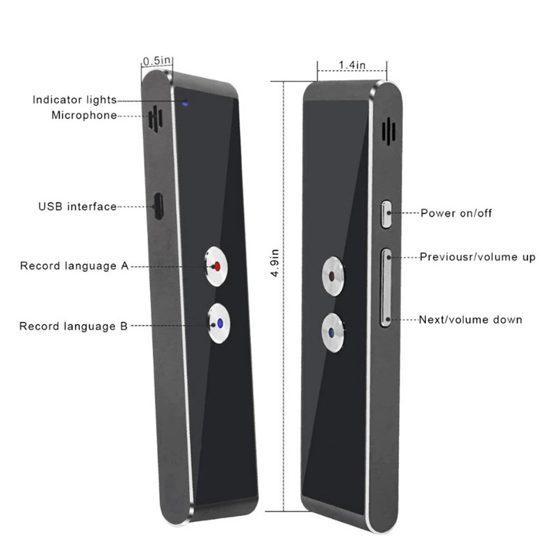 Bluetooth Translator Device 96 Languages APP Synchronization High Accuracy 400mAh