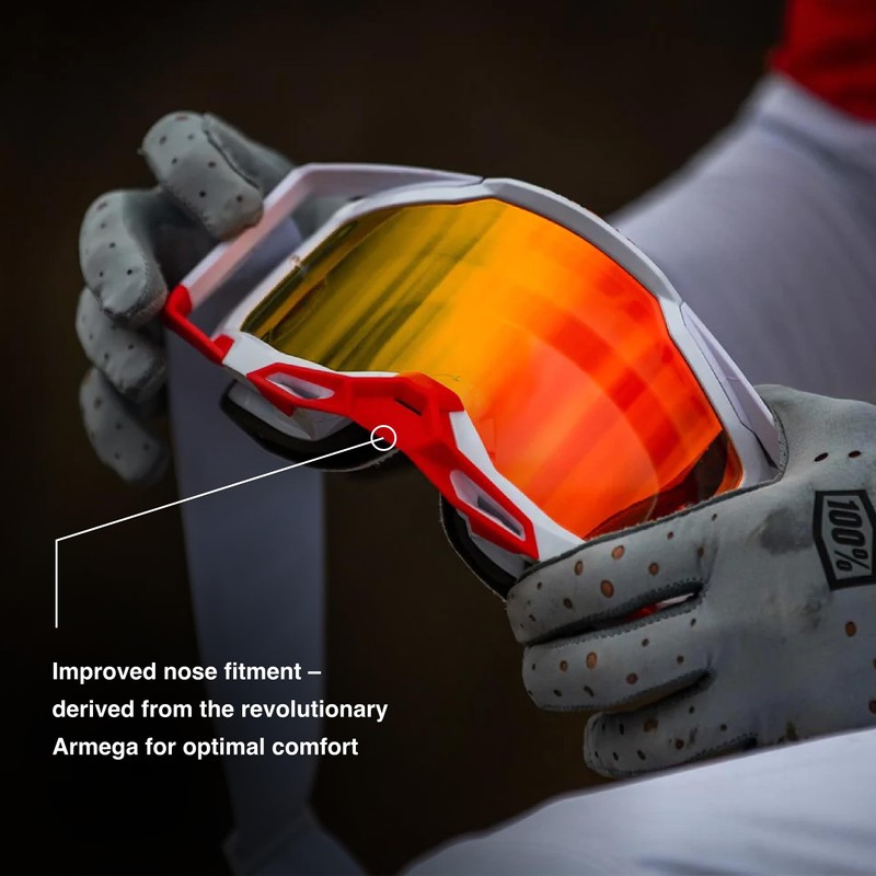 100% MÁSCARAS Unisex Adult Accuri 2 Goggle Red-Clear Lens Glasses,