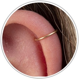 Gold Helix Hoops - 14k Gold Filled Earrings - Handmade, Simple and Comfortable Gold Ear Hoops - 20 Gauge Thin Gold Ear Piercing Hoops - Earrings with 8mm Diameter - Earrings for Women