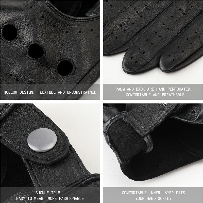 ZLUXURQ Men's Luxury 100% Sheepskin Driving Gloves Soft High Quality