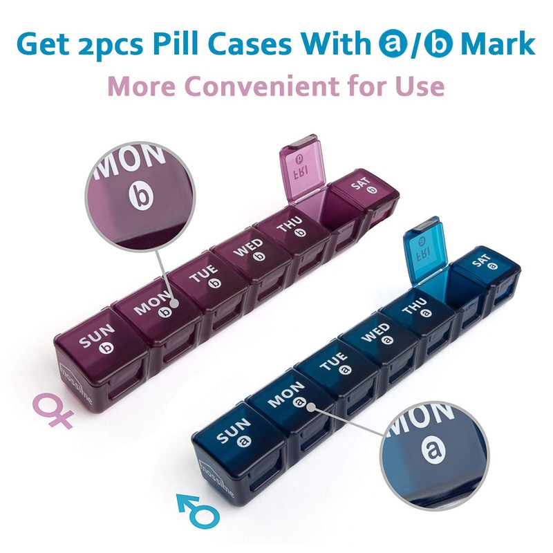 2-Pack Weekly Large Pill Organizer for Travel, 7 Day Jumbo