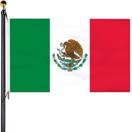 GUIFIER Mexico Flag 3x5 Ft - Mexican National Flags - Mexican Flags Banner Vivid Color Fade Proof with Brass Grommets for Cinco de Mayo Independence Day, Home Garden Indoor Outdoor Use