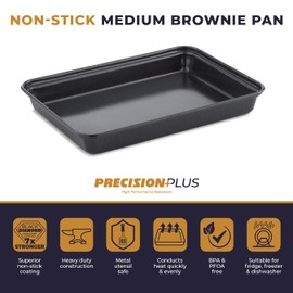 Tower T943011HG32 20cm Brownie Pan Made in Aluminised Steel with Non-Stick Coating, Black
