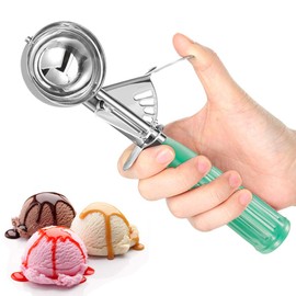 Ice Cream Scoop with Trigger, Large Size Cookie Scoop Stainless Steel Ice Cream Scooper for Kids & Families (5.2Tbsp)