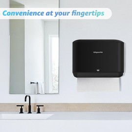 Paper Towel Dispenser Wall Mount – Dutyworks Compact No-Drill Multifold Paper Towel Dispenser for Home Bathroom, Commercial ABS Plastic, Black