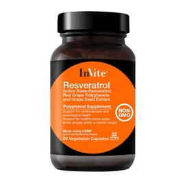 Invite Health Resveratrol - Supports Heart and Brain Health - 30 Day Supply - 60 Vegetarian Capsules
