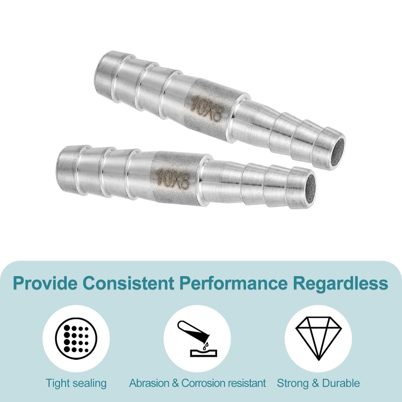 sourcing map 2Pcs 3/8" to 5/16" Hose Barb Reducer Pipe