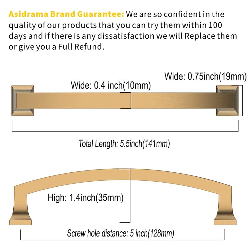 Asidrama 10 Pack 5 Inch(128mm) Hole Centers Champagne Bronze Kitchen