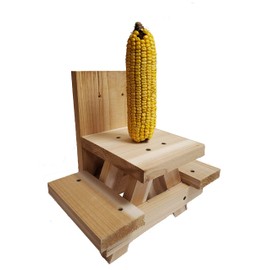 Combo Picnic Table Squirrel Corn Cob Feeder and Bulk Corn Cobs 25 Pounds for Squirrels, Deer