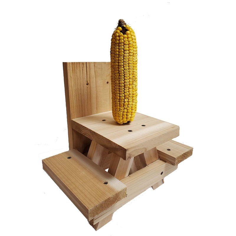 Combo Picnic Table Squirrel Corn Cob Feeder and Bulk Corn
