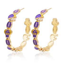 Football Earrings for Women Game Day Stud Earrings Helmet Jersey Hoop Earrings Sports Jewelry Outfit Accessories Party Favors Gifts (Purple)