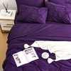 Ubauba 5pc Twin Size Comforter Set with Sheets, Purple Pintuck