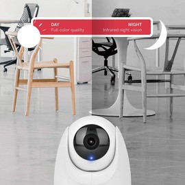 Konnek Stein Smart Security Camera WiFi Home Security 360 Degree Monitoring HD1080P Motion Detection IR Night Vision Two-Way Audio Works with Google & Alexa Assistant White