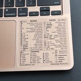 Synerlogic (100pcs) for Mac Word & Excel Shortcuts Cheat Sheet Sticker | Quick Reference Keyboard Shortcut Stickers | Word Excel Shortcuts Sticker Mac Book Air/Pro/iMac/Mac/Mini (Clear/Black/100)