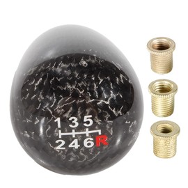muge racing Gear Shift Knob Carbon Fiber 6 Speed Shifter Knob Universal for Most Cars with 3 Adapters(8mm/10mm/12mm)