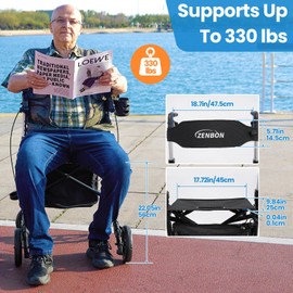 Rollator Walker for Seniors/Adults Foldable Rolling Walker with Seat 330 lbs Capacity 4 Big 8 inch Wheels Hand Grips Adjustable Height Lightweight Aluminum Walker Removable Back Support 7209(Black)