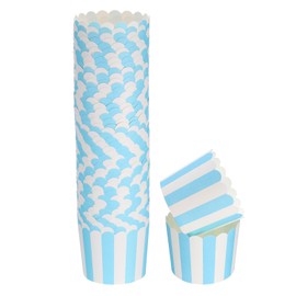 sourcing map 50Pcs Paper Baking Cups 6oz Greaseproof Disposable Bulk Cupcake Muffins Liners Cases Wrappers for Wedding Birthday Graduation, Stripe Blue