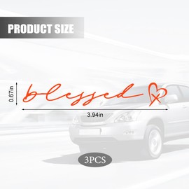 Sandfren 3PCS Blessed Car Rearview Mirror Decal, Self Affirmation Vehicle Rear View Mirror Stickers for Water Bottle, Inspirational Love Automotive Decoration Accessories, Universal Fit (Red)