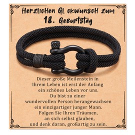 Aunis Christmas Gifts for Son/Grandson, Horseshoe Braided Rope Bracelet with Saying Card, High quality braided rope, stainless steel