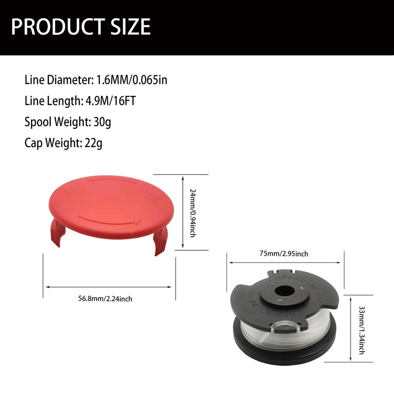 RUIITEN Replacement Spools and Caps for E inhell Grass Trimmer