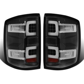 HECASA LED Pair Tail Lights Compatible with 2014-2018 Silverado 1500 2500HD 3500HD GMC Sierra 3500HD Rear Brake Tail Lamp Left & Right Clear Lens Black Housing Replacement for GM2800261 GM2801261
